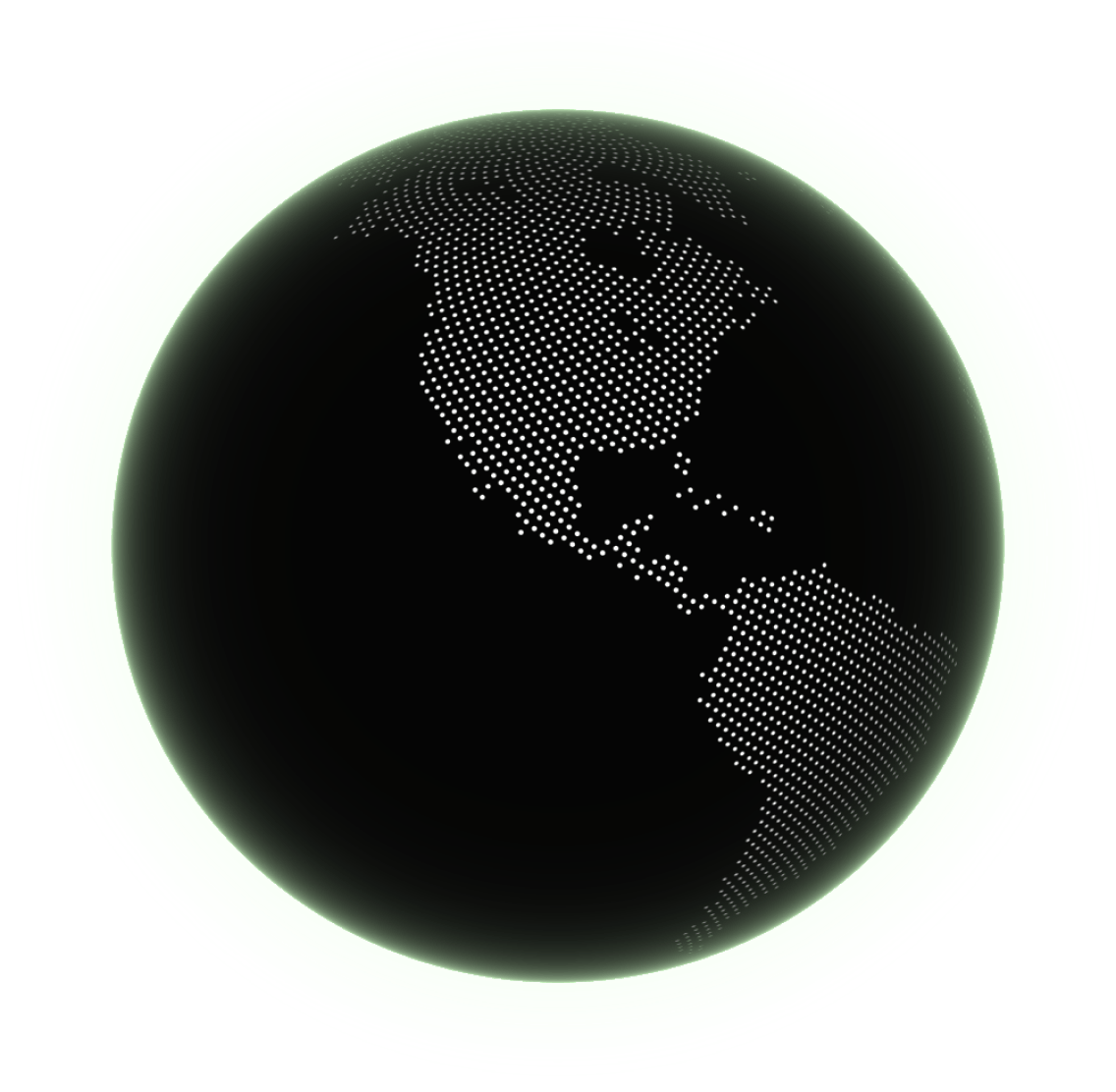 Leuchtender Globus mit gepunkteten Kontinenten für globale KI-Reichweite